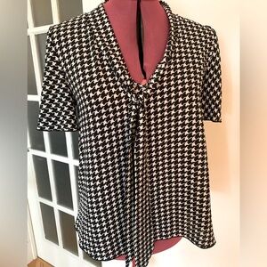 Twik Black and White Houndstooth Blouse